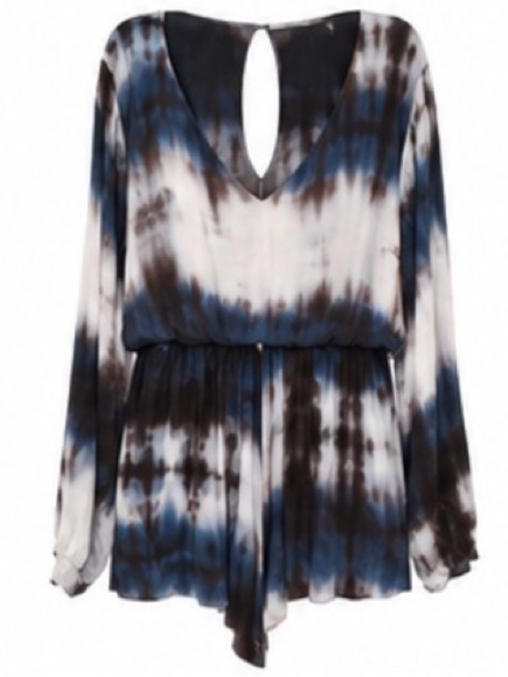 Tie-Dye Multi Color Blue Long Bell Sleeve Romper